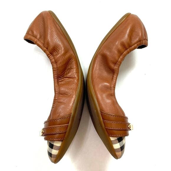 Like NEW Burberry Plaid Haymarket Aston Ballerina Flats EU 37.5 - Picture 6 of 14